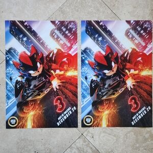 LOT OF 2 Sonic The Hedgehog 3 AMC movie poster with Shadow 18x12 limited edition
